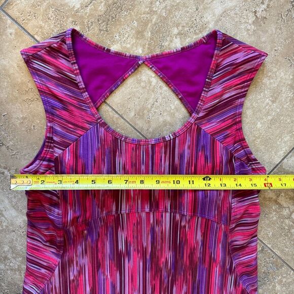 Prana Athletic Sport Tank Dress Womens Small Purple Spacedye Calico Built In Bra - Picture 10 of 11